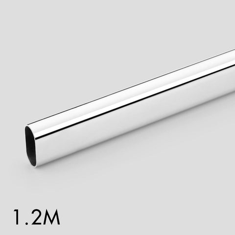 Oval rod / hanging rail, Steel, Polished chrome - 15 x 30 x 1,200mm