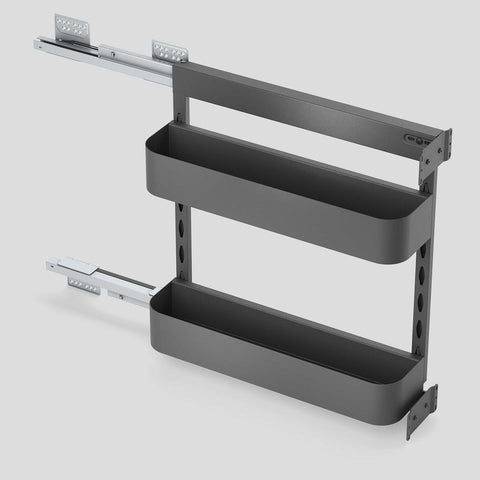 Tungsten Series – Pull-Out Bottle / Spice Rack, Side Mounted, Tungsten Grey