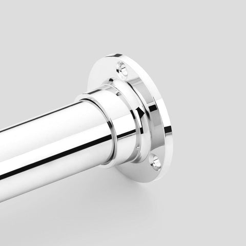 Round end support - Flange, Polished chrome