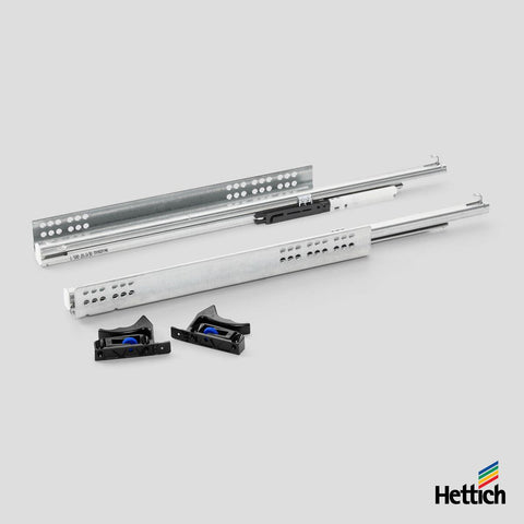 Hettich Quadro V6 Silent Drawer Runner Set – 30kg Load Capacity, with Clips