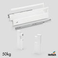 Hettich Atira iInternal Drawer Set, 50kg, Silent, White The Hettich Atira Internal Drawer Set in White offers a reliable, stylish solution for hidden storage within cabinets. Designed with premium Atira drawer sides and Quadro runners featuring Silent Sys
