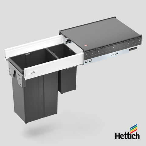 Hettich Atira Bin Set – Includes Drawer – White