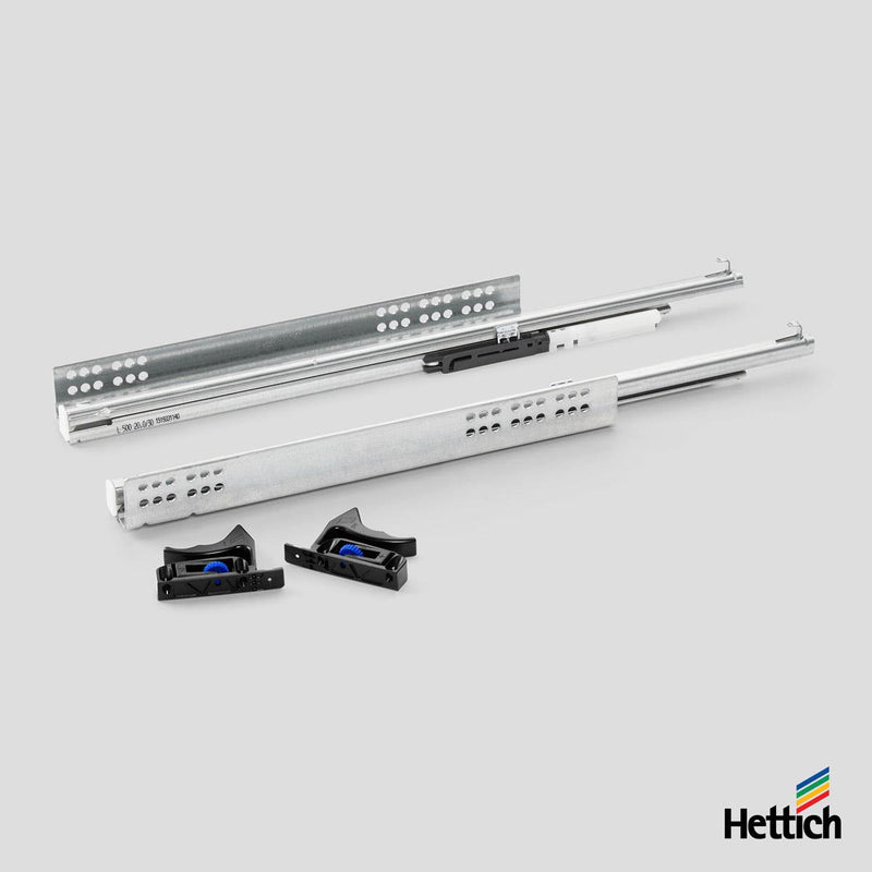 Hettich Quadro V6 Silent Drawer Runner Set – 30kg Load Capacity, with Clips The Hettich Quadro V6 Silent Runner Set offers exceptional smoothness, soft-close functionality, and 30kg load capacity, making it ideal for everyday drawers in kitchens, bathroom