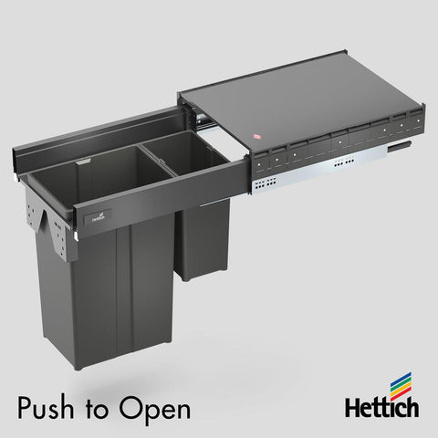 Hettich Atira Bin Set, Push-to-Open – Includes Drawer – Anthracite