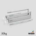 Hettich Atira Drawer, 50kg, Silent, Silver The Hettich Atira Drawer in Silver with Silent System combines strength, functionality, and a sleek finish for modern cabinetry. Engineered for 50kg load capacity, it’s ideal for kitchens, laundries, and storage