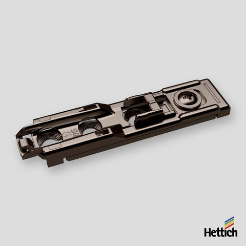 Hettich Sensys Mounting Plate – Obsidian Black, Linear, Direct-Adjustment (No Screws)