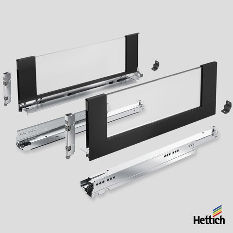 Hettich AvanTech YOU Glass Inlay Drawer Set – Anthracite, Actro Silent 40kg