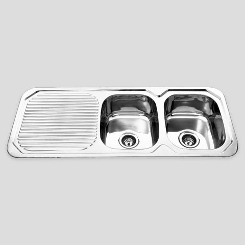 Sink, Drop-in / Top-mount, Double bowl - 1180 x 480 x 170mm, Right hand bowl