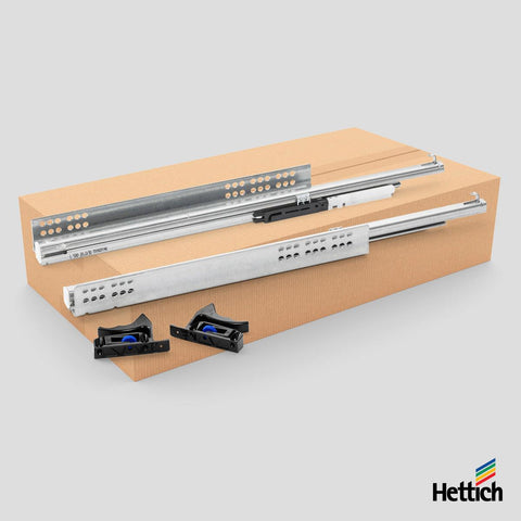 Hettich Quadro V6 Silent Drawer Runner Set – 30kg Load Capacity, with Clips