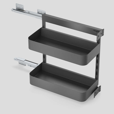 Tungsten Series – Pull-Out Bottle / Spice Rack, Side Mounted, Tungsten Grey