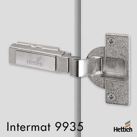 Hettich Intermat hinge, 9935 Ø40mm hole, For thick doors, 95° open, Full Overlay - Screw-on | 73925