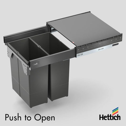 Hettich Atira Bin Set, Push-to-Open – Includes Drawer – Anthracite