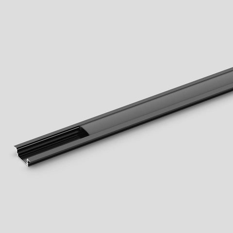 LED Strip Channel – Black Aluminium, Recessed Flange Profile