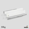 Hettich Atira Drawer, 50kg, Silent, White The Hettich Atira Drawer in White with Silent System offers exceptional strength, smooth operation, and modern aesthetics. Designed to handle heavy loads up to 50kg, this complete drawer set is ideal for base cabi
