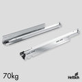 Hettich Actro YOU, 70kg, Runners only Full extension runner for combining with AvanTech YOU system drawer or wooden drawer with catches Integrated Silent System Optional: Push to open Silent Load capacity to EN 15338, Level 3 Galvanised steel Advice: Push