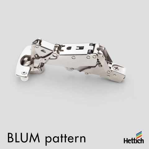 Hettich Sensys 165° Hinge – Full Overlay, BLUM Pattern, Press-In | 9099561