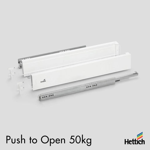 Hettich Atira Drawer – 50kg Push-to-Open – White