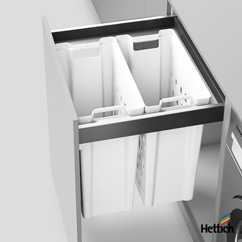 Hettich AvanTech YOU Pull Laundry Set – Anthracite Drawer, 40kg Capacity, 600mm Cabinet, 2 x 40L Bins
