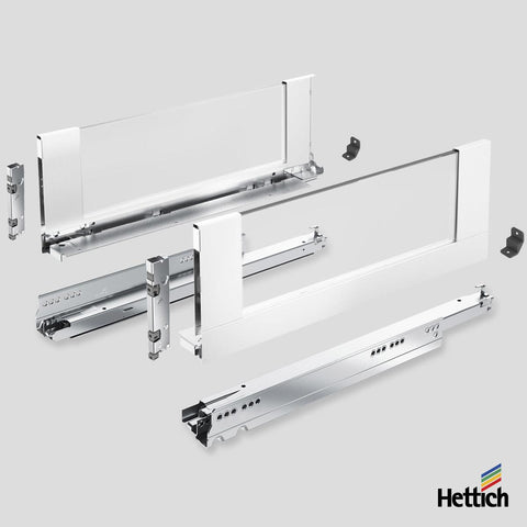 Hettich AvanTech YOU Glass Inlay Drawer Set – White, Actro Silent 40kg