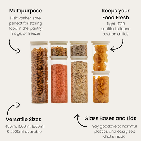 Wategos Round Glass Pantry Storage Jars