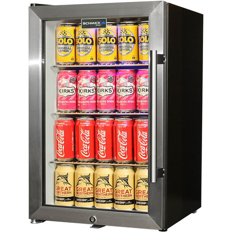 Tropical Glass Door Mini Bar Fridge - 80 Cans Left Hinged - Model EC68L-SSH