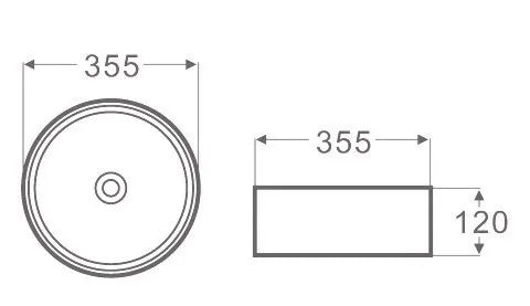 Golf Gloss White Basin (Round: 355x355x120)