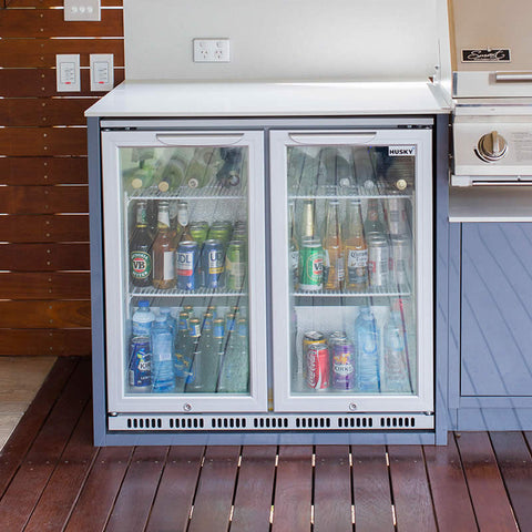 190L Glass Door Drinks Chiller in Silver (HUS-C2-840)