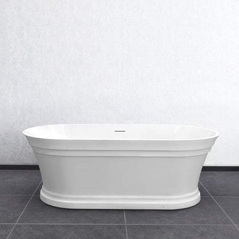 HAMPTON Freestanding 1500/1700mm Overflow Bathtub - Gloss White