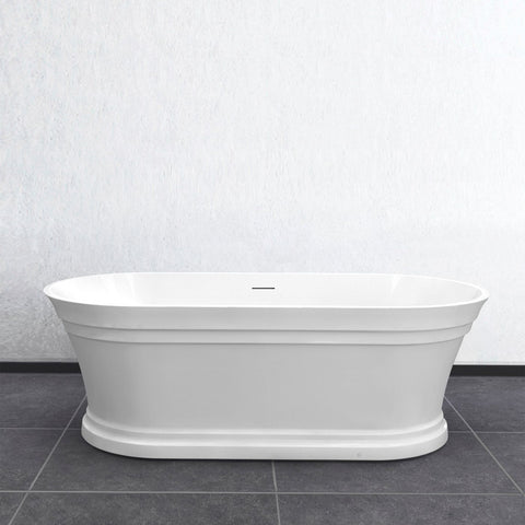 HAMPTON Freestanding 1500/1700mm Overflow Bathtub - Gloss White