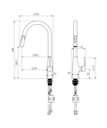 HEL005BK – Helena Pull Out Kitchen Mixer – Matt Black sketch