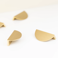 Satin brass Half-Moon solid brass handle, size S-M, decorative cabinet and furniture hardware