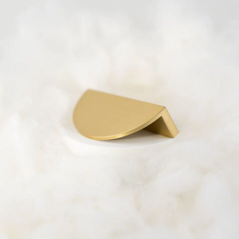 Satin brass Half-Moon solid brass handle, size S-M, decorative cabinet and furniture hardware