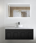 Hampton MKII Matte Black Single Basin Vanity Vanity Otti Australia 1200mm Quartz Stone Pure White-20mm Above Counter