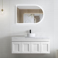 Hampton MKII Matte White Single Basin Vanity Vanity Otti Australia 1200mm Quartz Stone Pure White-20mm Above Counter