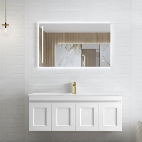 Hampton MKII Matte White Ceramic Top Single Basin Vanity Vanity Otti Australia 1200mm  