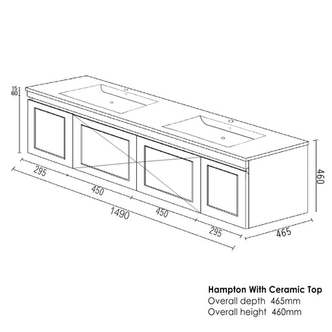 Hampton MKII Matte White Ceramic Top Double Basin Vanity