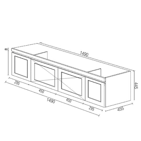 HAMPTON Mark II Wall Hung Vanity 1500mm Satin White