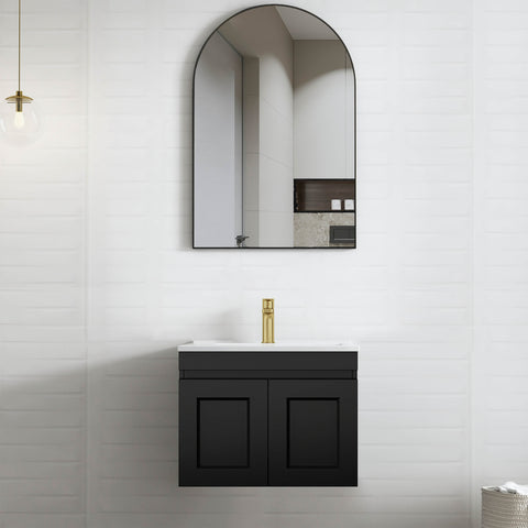 Hampton MKII Matte Black Ceramic Top Single Basin Vanity Vanity Otti Australia 600mm  