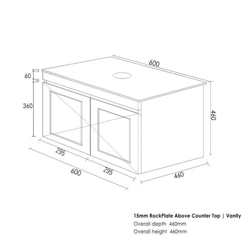 HAMPTON Mark II Wall Hung Vanity 600mm Satin Black