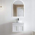 Hampton MKII Matte White Single Basin Vanity Vanity Otti Australia 600mm Quartz Stone Pure White-20mm Above Counter