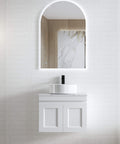 Hampton MKII Matte White Single Basin Vanity Vanity Otti Australia 600mm Quartz Stone Pure White-20mm Above Counter