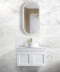 Hampton MKII Matte White Single Basin Vanity Vanity Otti Australia 750mm Quartz Stone Pure White-20mm Above Counter
