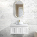 Hampton MKII Matte White Single Basin Vanity Vanity Otti Australia 900mm Quartz Stone Pure White-20mm Above Counter