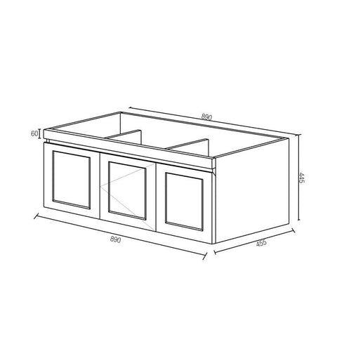 HAMPTON Mark II Wall Hung Vanity 900mm Satin White