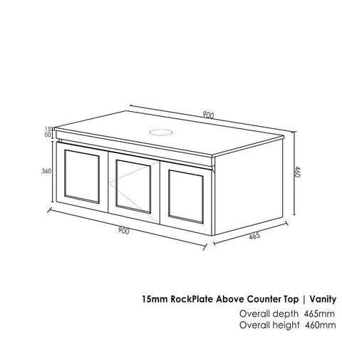 HAMPTON Mark II Wall Hung Vanity 900mm Satin White