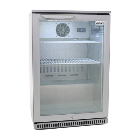 118L Glass Door Drinks Chiller in Silver (HUS-C1-840)