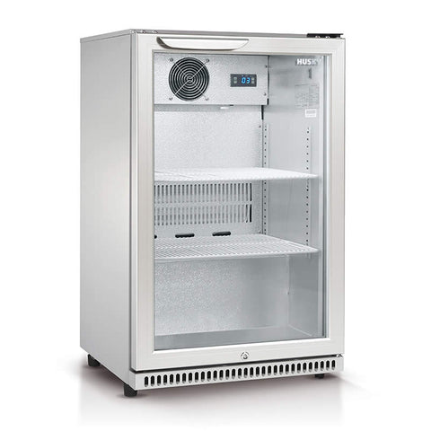 118L Glass Door Drinks Chiller in Silver (HUS-C1-840)