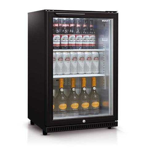 118L Glass Door Drinks Chiller in Black (HUS-C1-840-BLK)