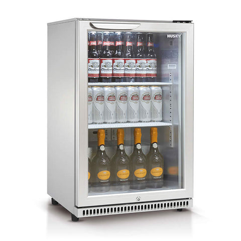 118L Glass Door Drinks Chiller in Silver (HUS-C1-840)