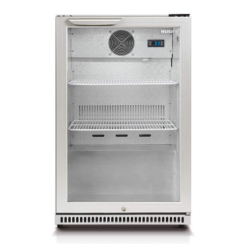 118L Glass Door Drinks Chiller in Silver (HUS-C1-840)